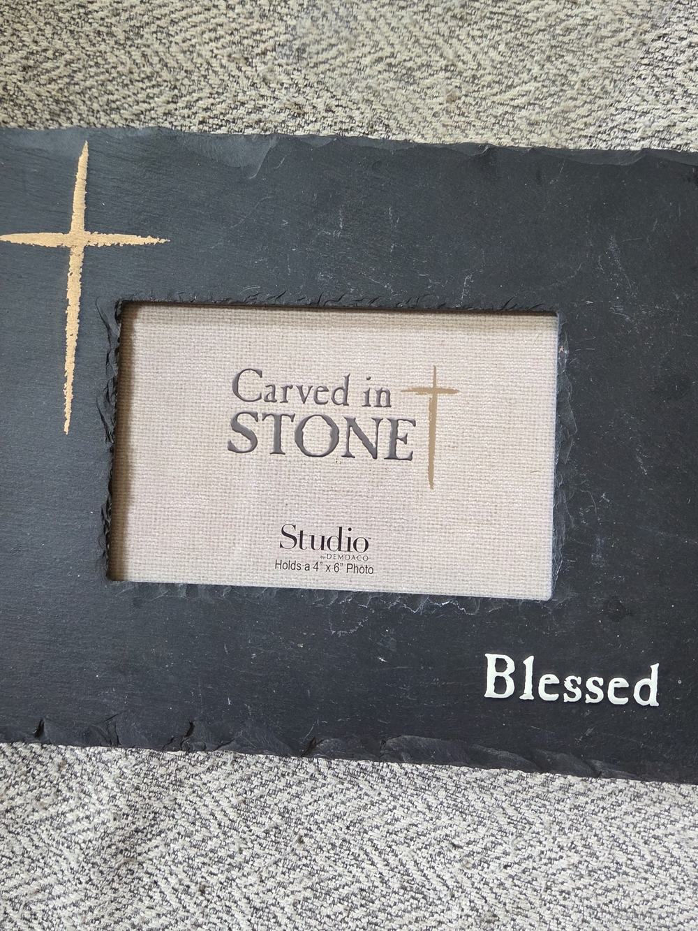 Demdaco Black Slate Frame with Gold Cross Accent